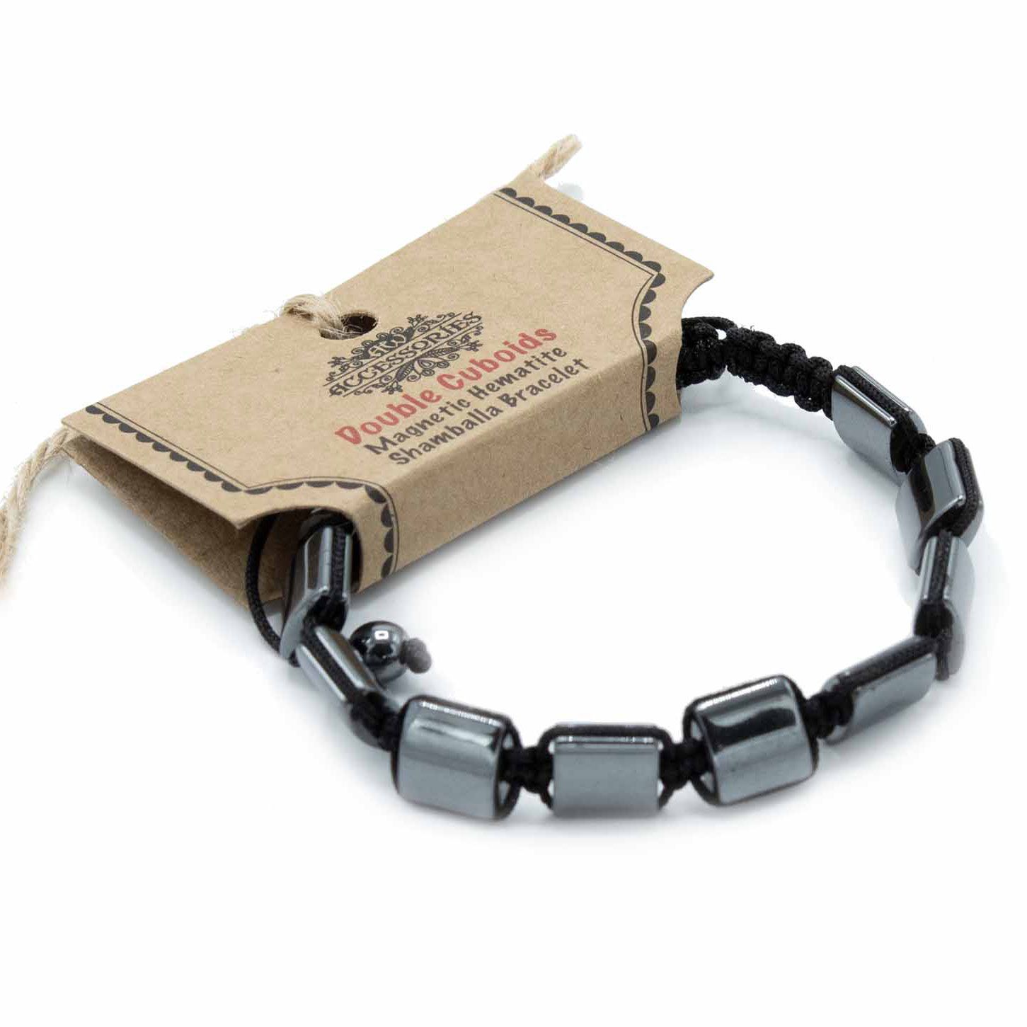 bG9jYWw6Ly9tZWRpYS85Sy9BRS82MFIzMEMxRzZSVktBRTlLLzJiMzE3MzBiLmpwZWc.jpg Magnetic Hematite Shamballa Bracelet - Double Cuboids - Image 2